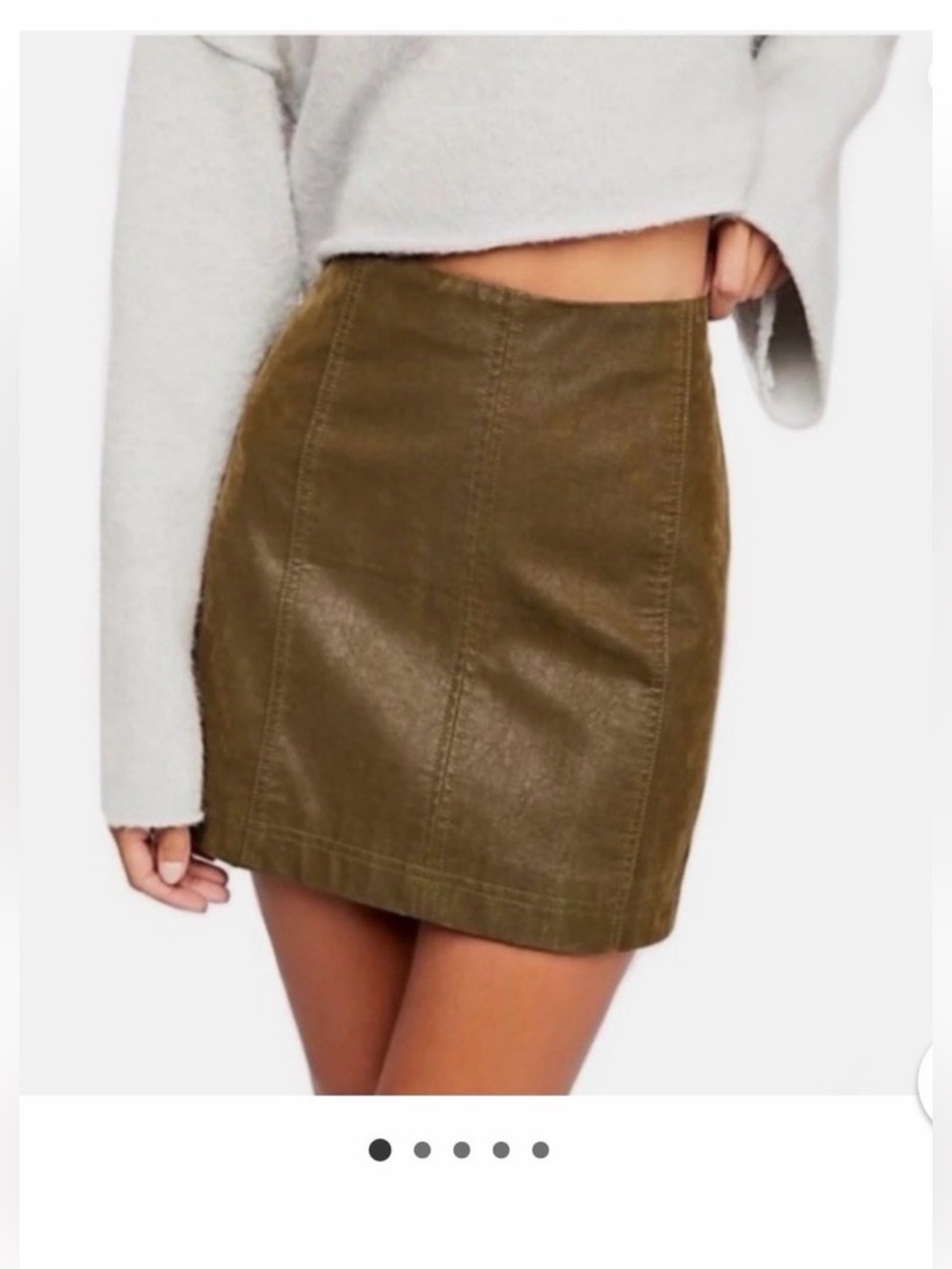 Free People Waxed Green Mini Skirt
